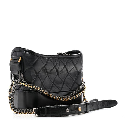Chanel Aged Calfskin Quilted Small Gabrielle Hobo Black 2 of 12