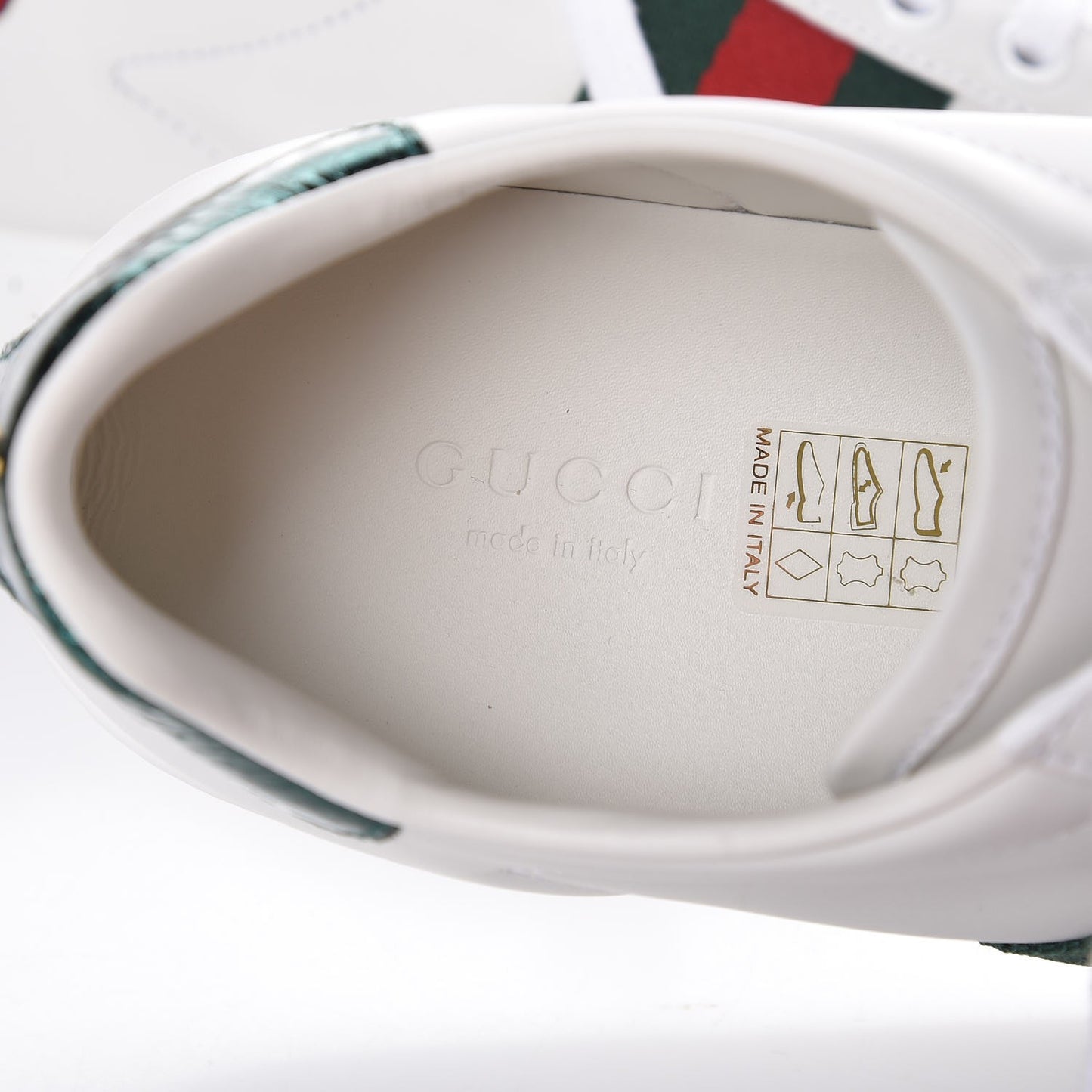 Calfskin Web Pearl Studded Ace Sneakers 36 White
