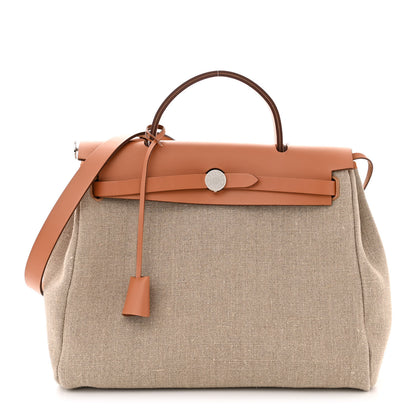 Hermes Toile De Camp Vache Hunter Herbag Zip Retourne 31 PM Ficelle Naturel 1 of 11