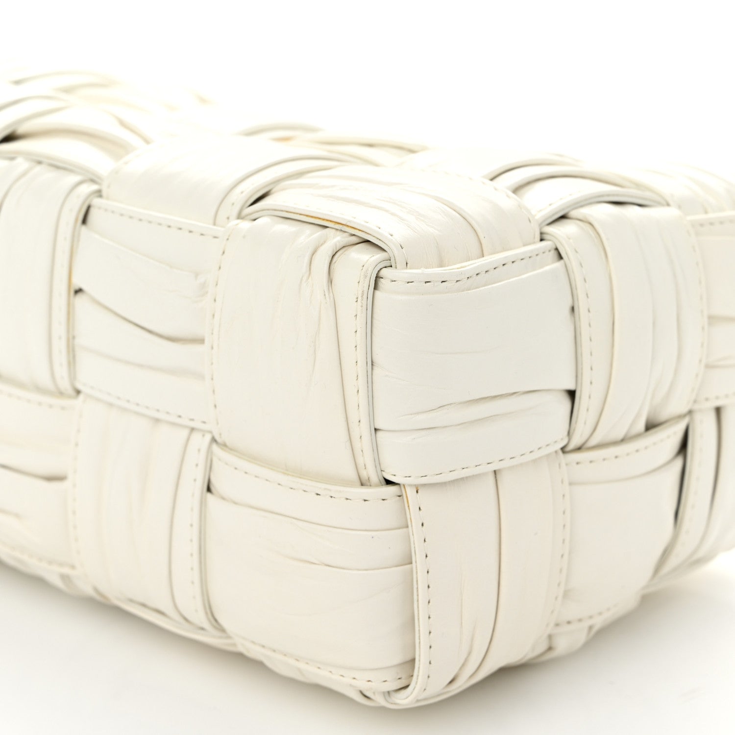 Bottega Veneta Calfskin Intreccio Plisse Camera Bag White 10 of 11