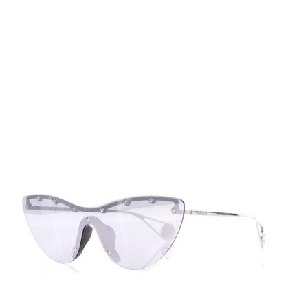 Gucci Metal Rimless Star Studded 90mm Cat Eye GG0666S Sunglasses Mirror Silver 1 of 8
