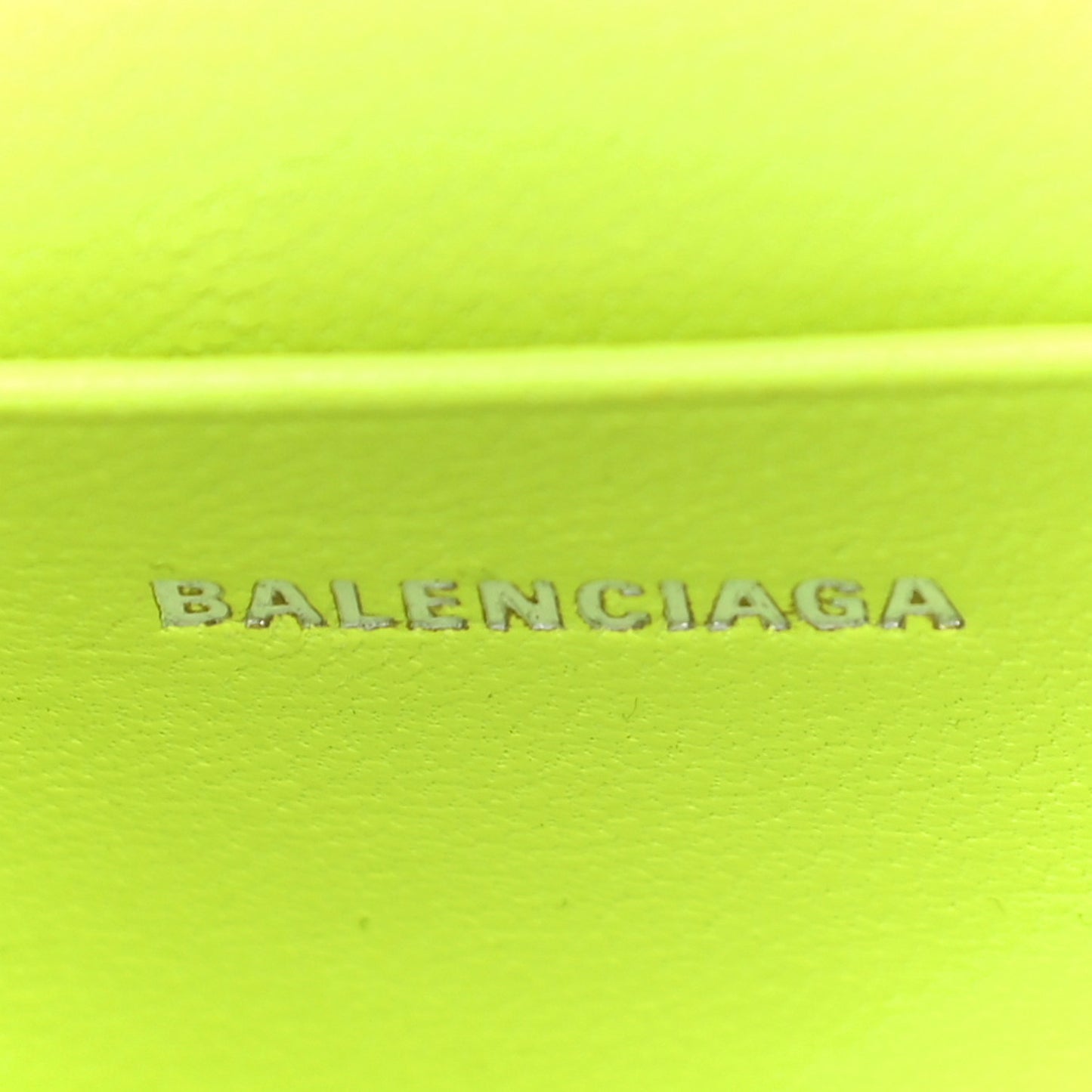 Semi Shiny Calfskin Crocodile Embossed Hourglass Top Handle Bag Mini Fluo Yellow