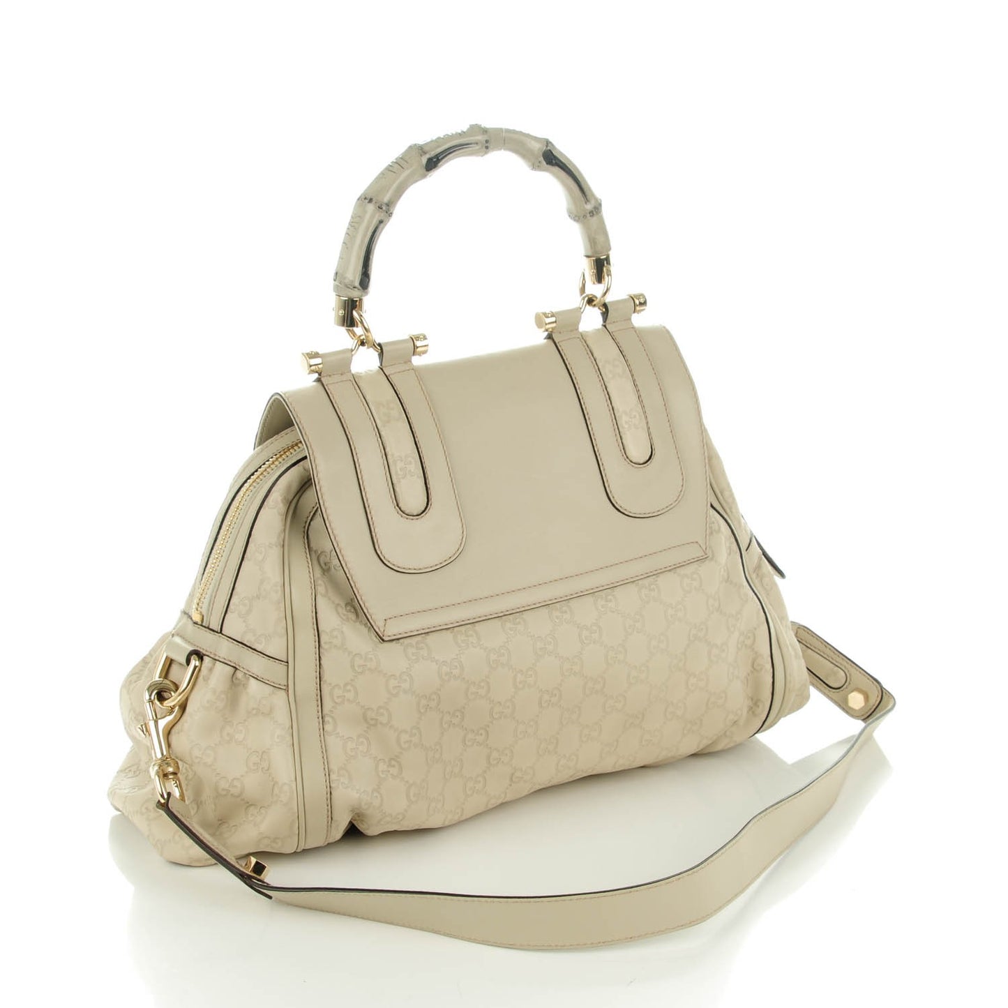 Guccissima Pop Bamboo Handle Tote Off White