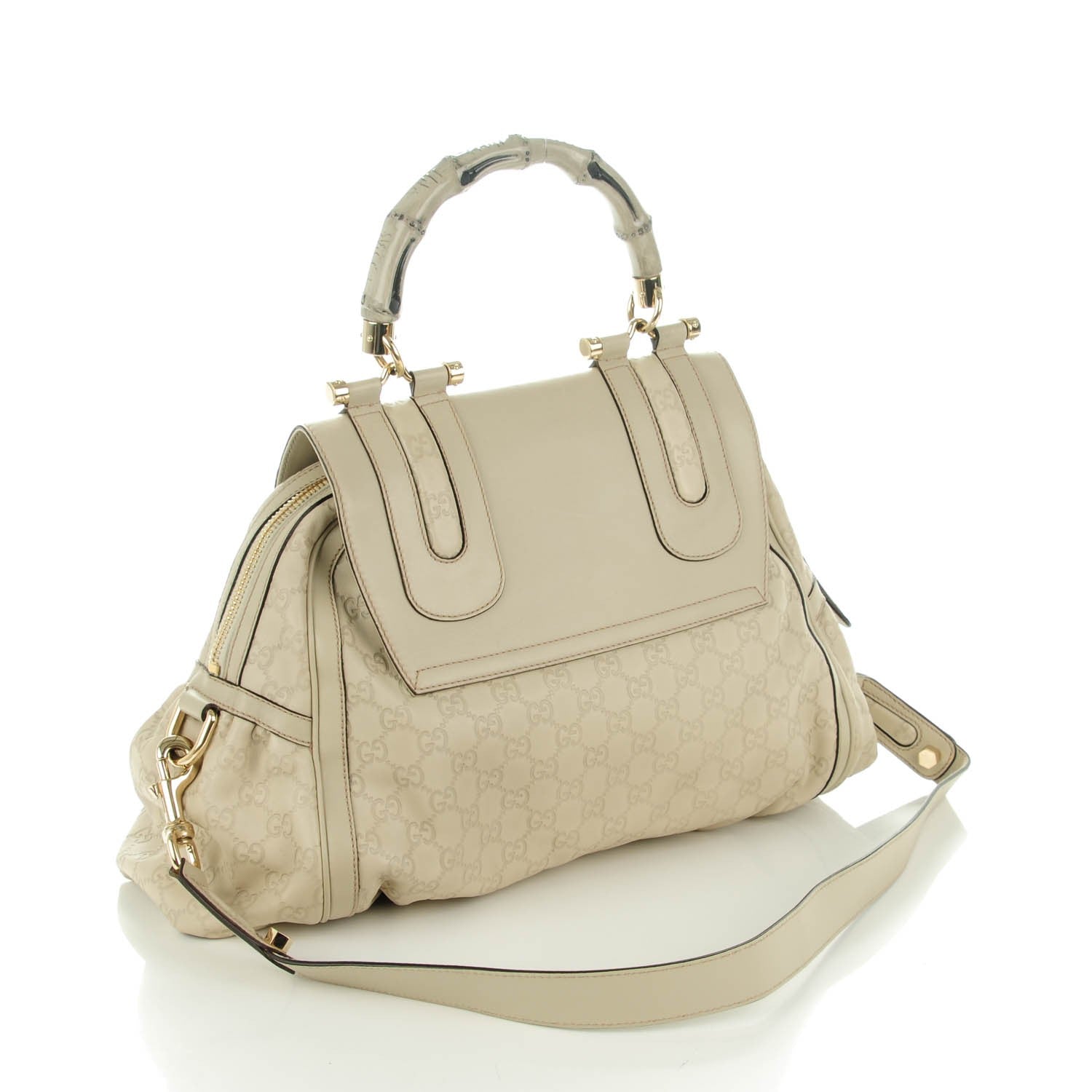 Gucci Guccissima Pop Bamboo Handle Tote Off White 3 of 7