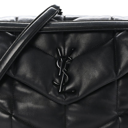 Saint Laurent Lambskin Quilted Monogram Monochrome Medium Loulou Puffer Chain Satchel Black 8 of 11