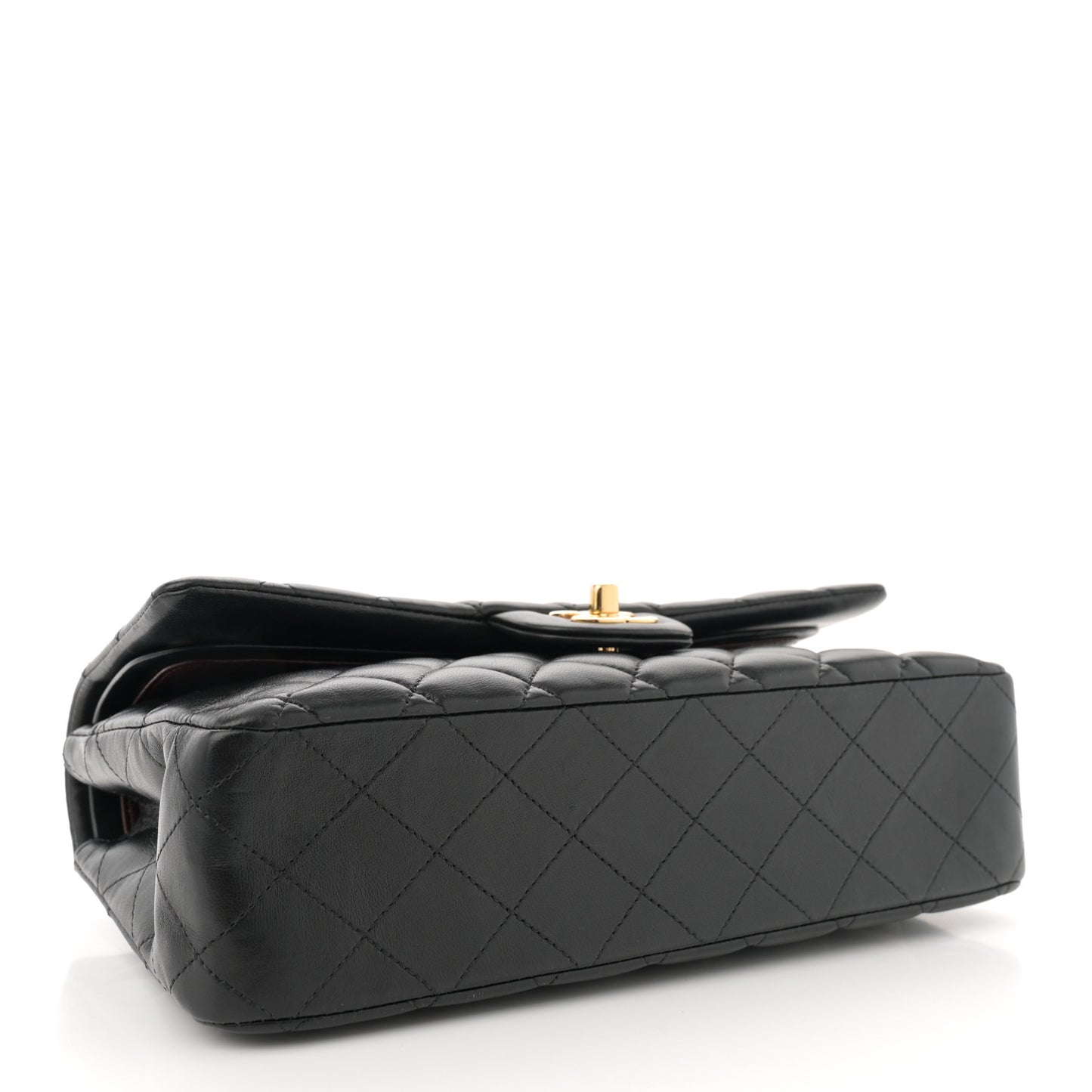 Lambskin Quilted Medium Double Flap Black