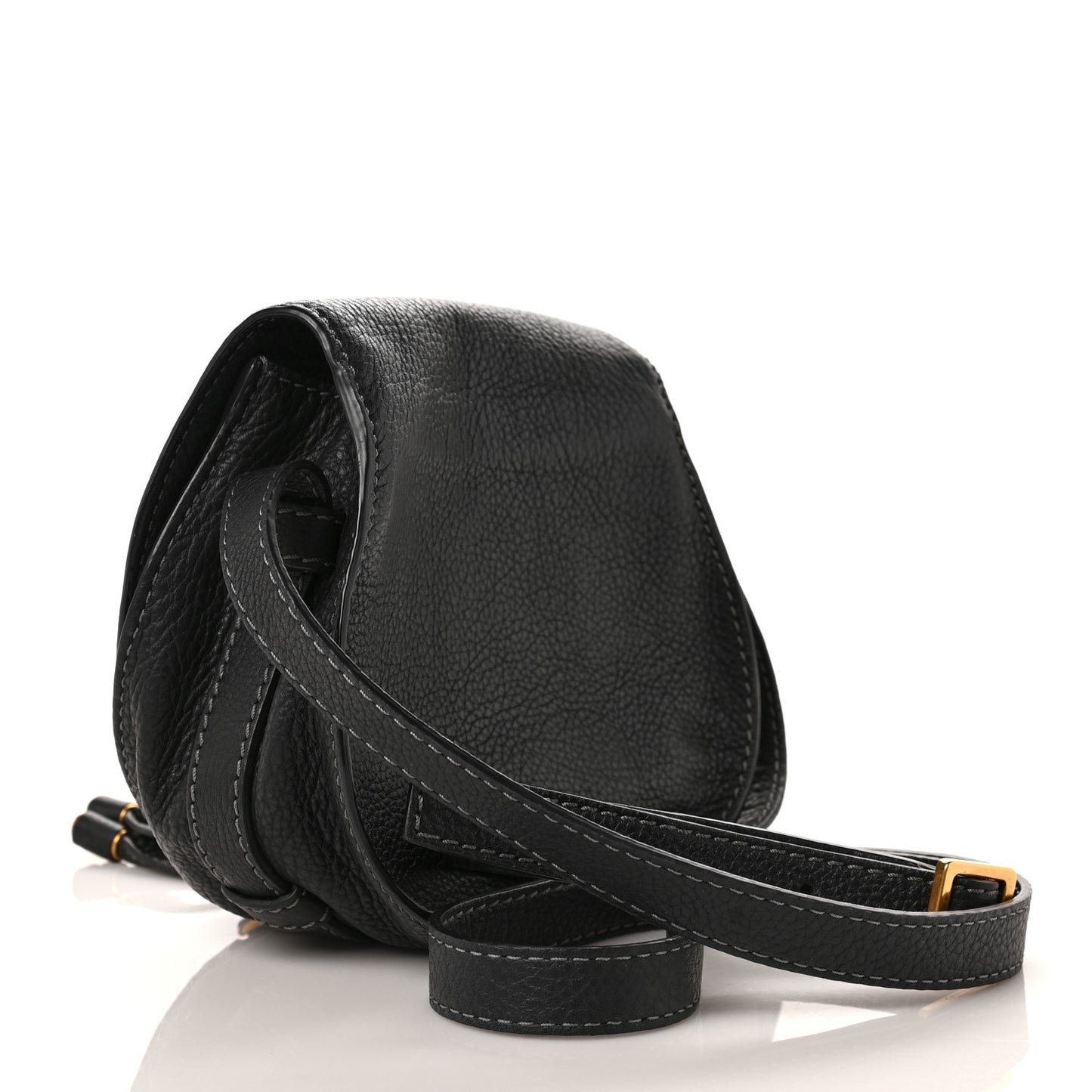 Calfskin Mini Marcie Round Crossbody Bag Black