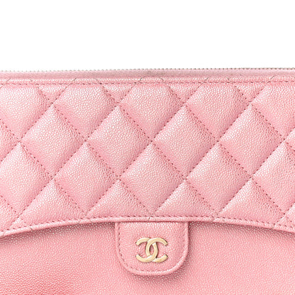 Chanel Iridescent Caviar Quilted Classic Pouch With Handle Rose Pink 8 of 16