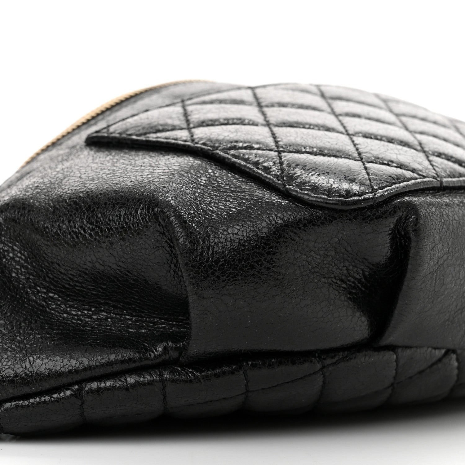 Chanel Crumpled Glazed Lambskin Quilted Waist Bag Fanny Pack Black 9 of 11
