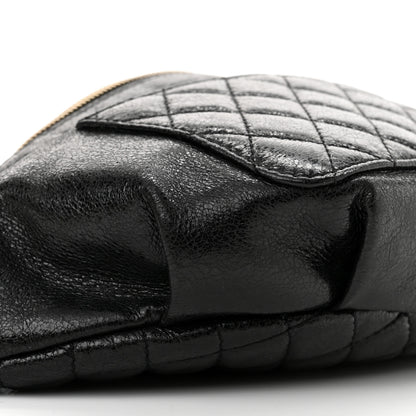 Chanel Crumpled Glazed Lambskin Quilted Waist Bag Fanny Pack Black 9 of 11