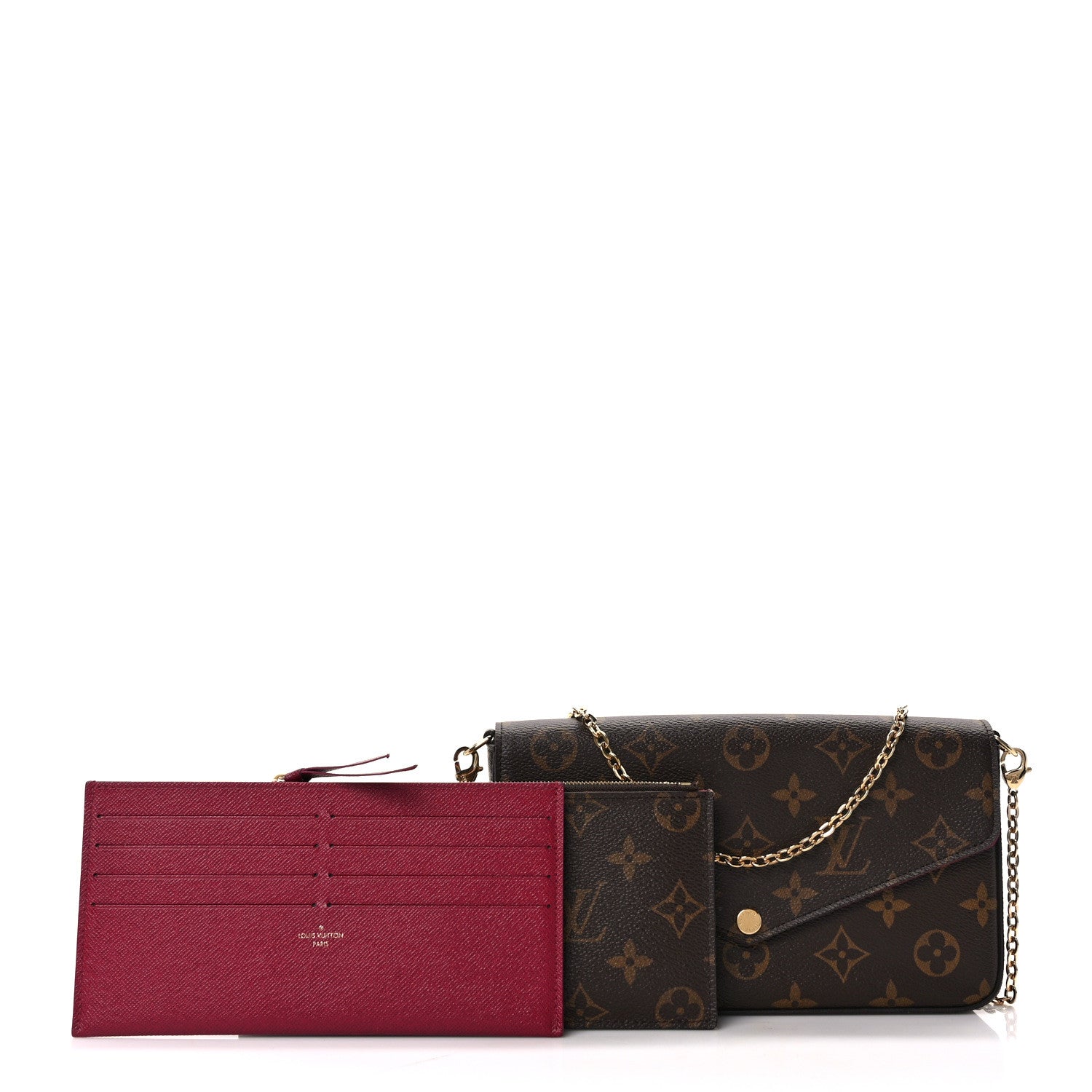 Louis Vuitton Monogram Pochette Felicie Chain Wallet Fuchsia 3 of 15