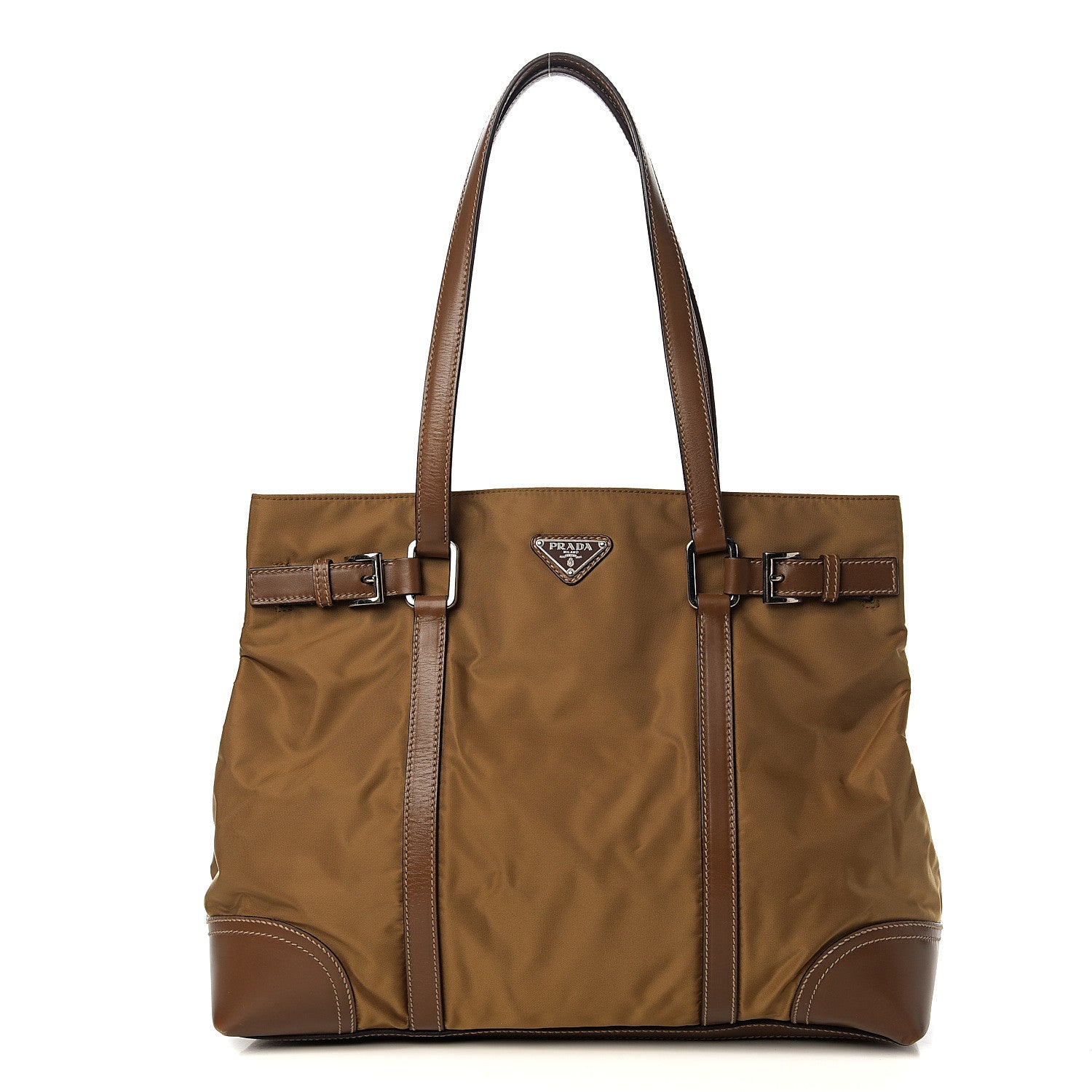 Prada Tessuto Nylon Saffiano Tote Cammello 1 of 9