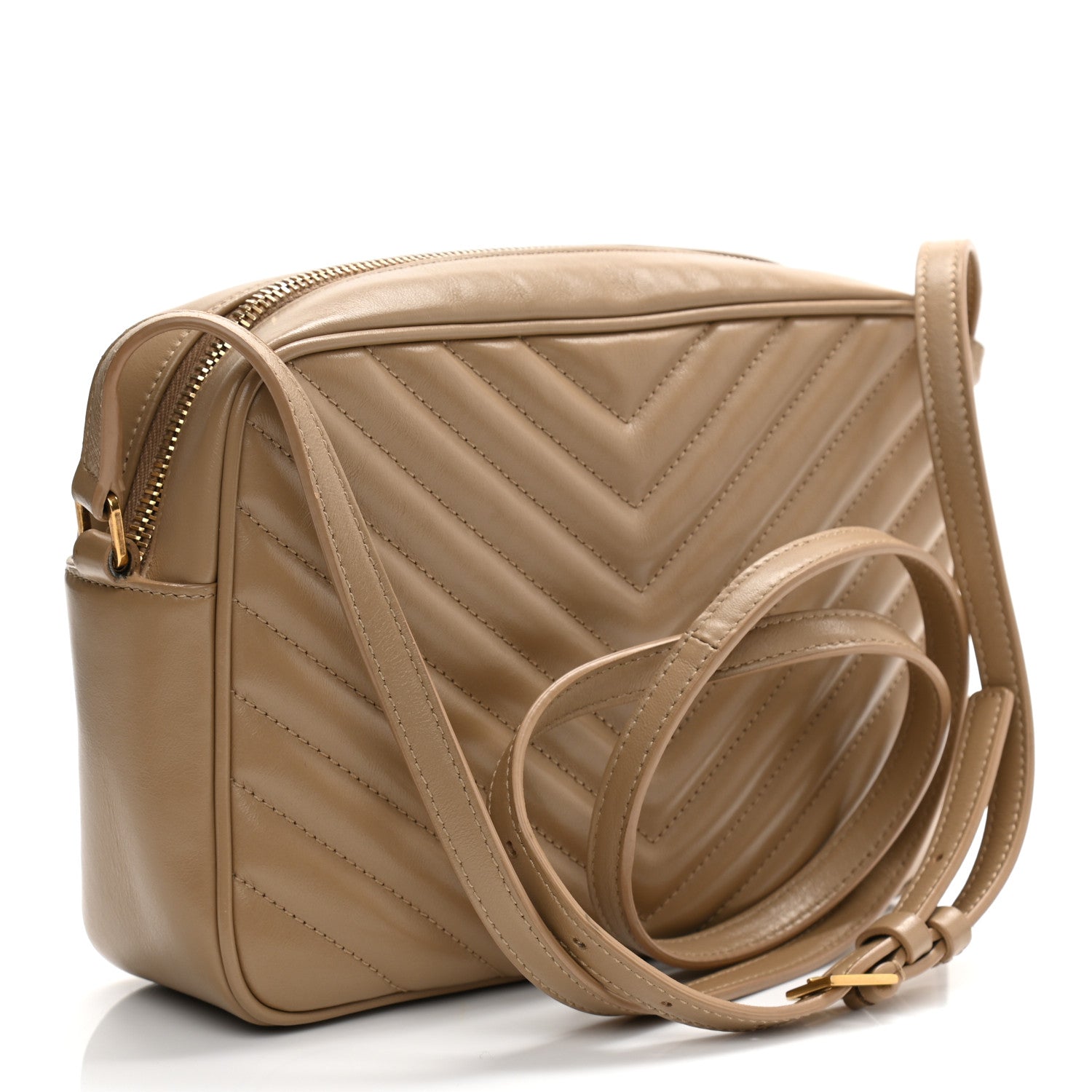 Saint Laurent Calfskin Matelasse Monogram Lou Camera Bag Dark Latte 3 of 13