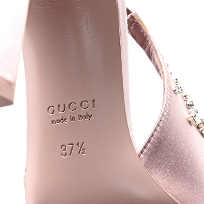 Gucci Satin Crystal Slingback Pumps 37.5 Pink 7 of 9