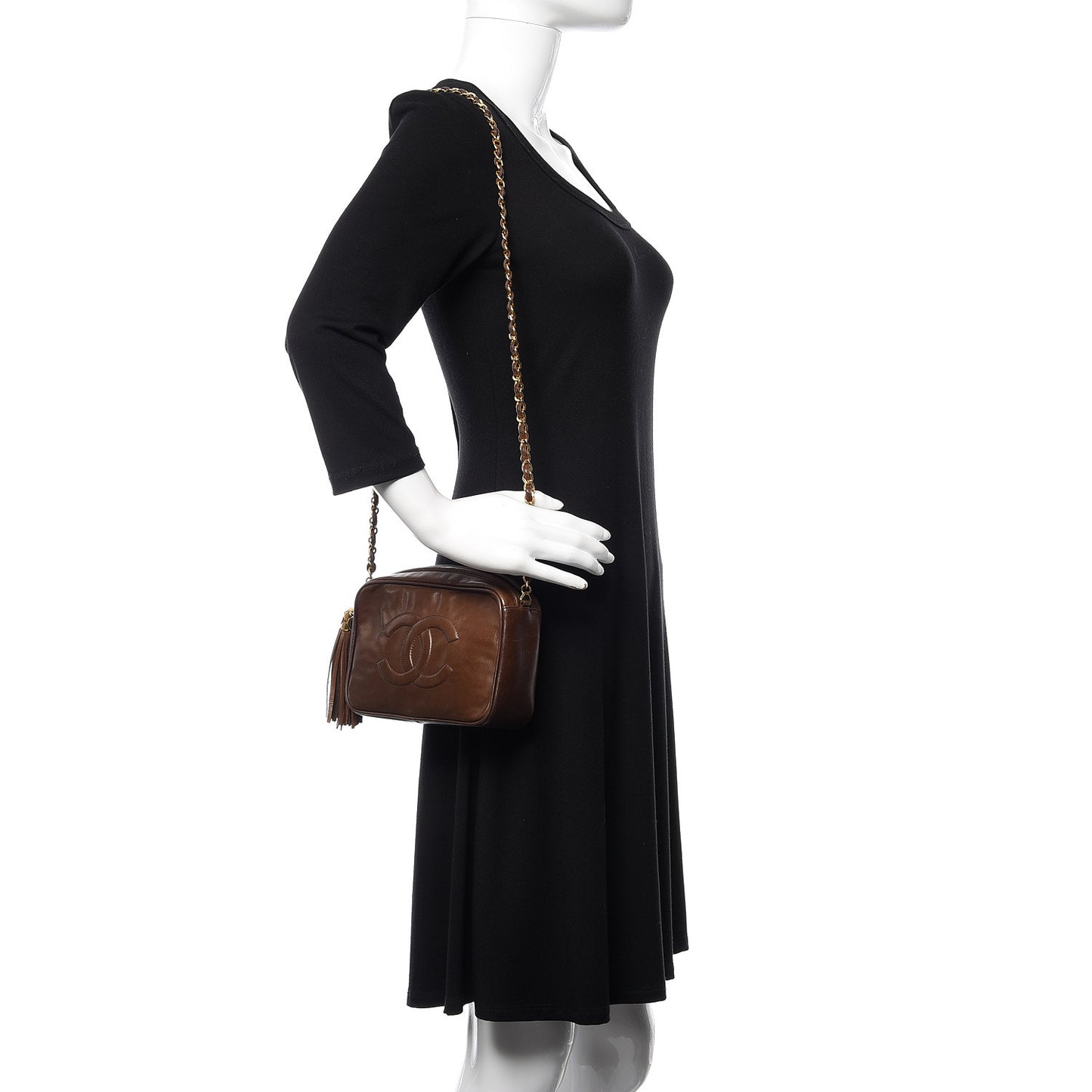 Lambskin Tassel Camera Case Brown