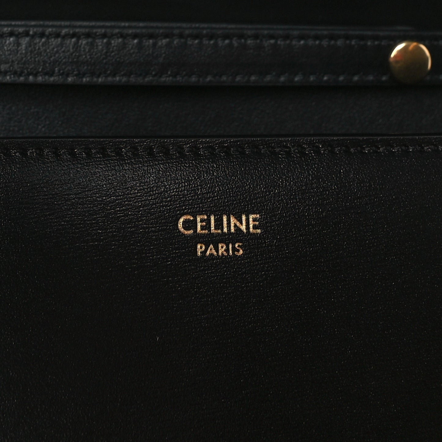 Shiny Calfskin Triomphe Margo Wallet on Chain Black