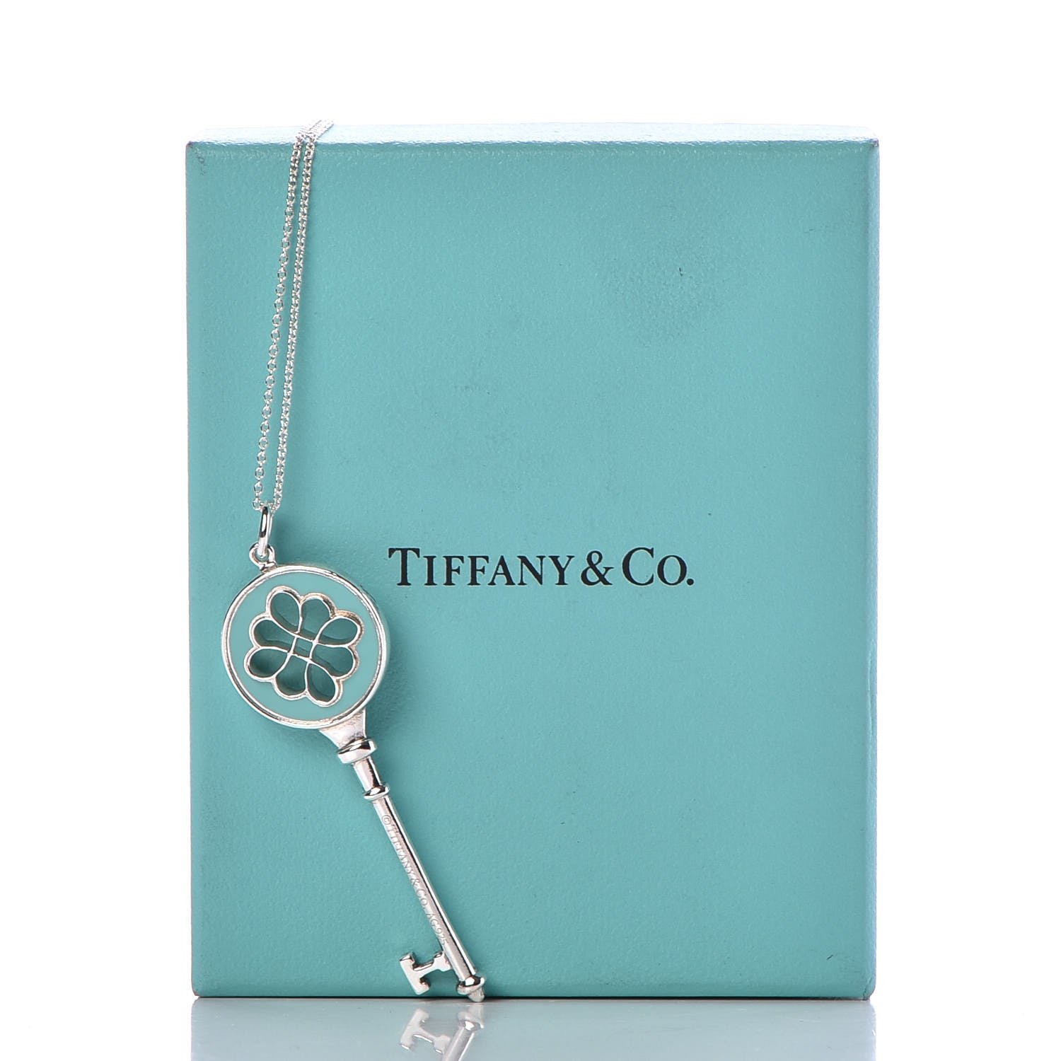 Tiffany Sterling Silver Enamel Knot Key Pendant Necklace Blue 8 of 8