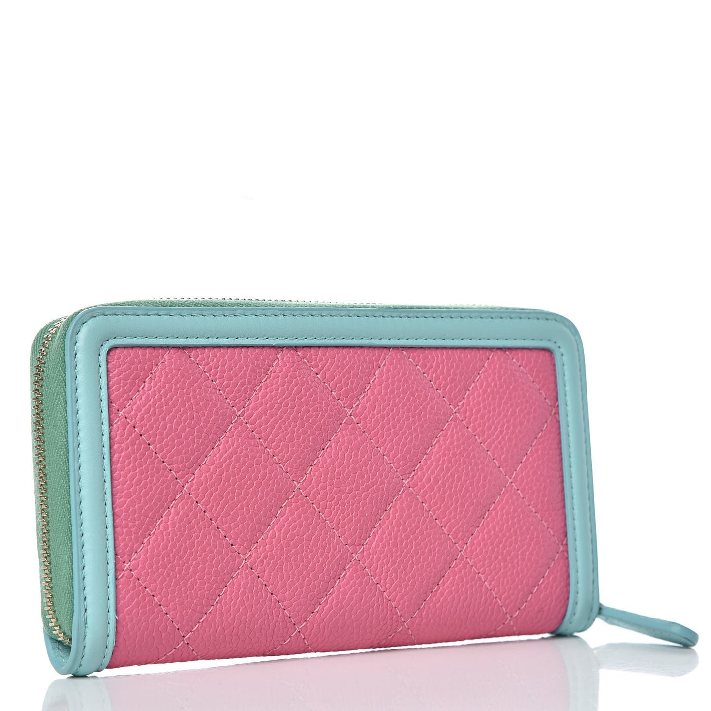 Caviar Quilted Medium Filigree Zip Around Wallet Pink Blue Green