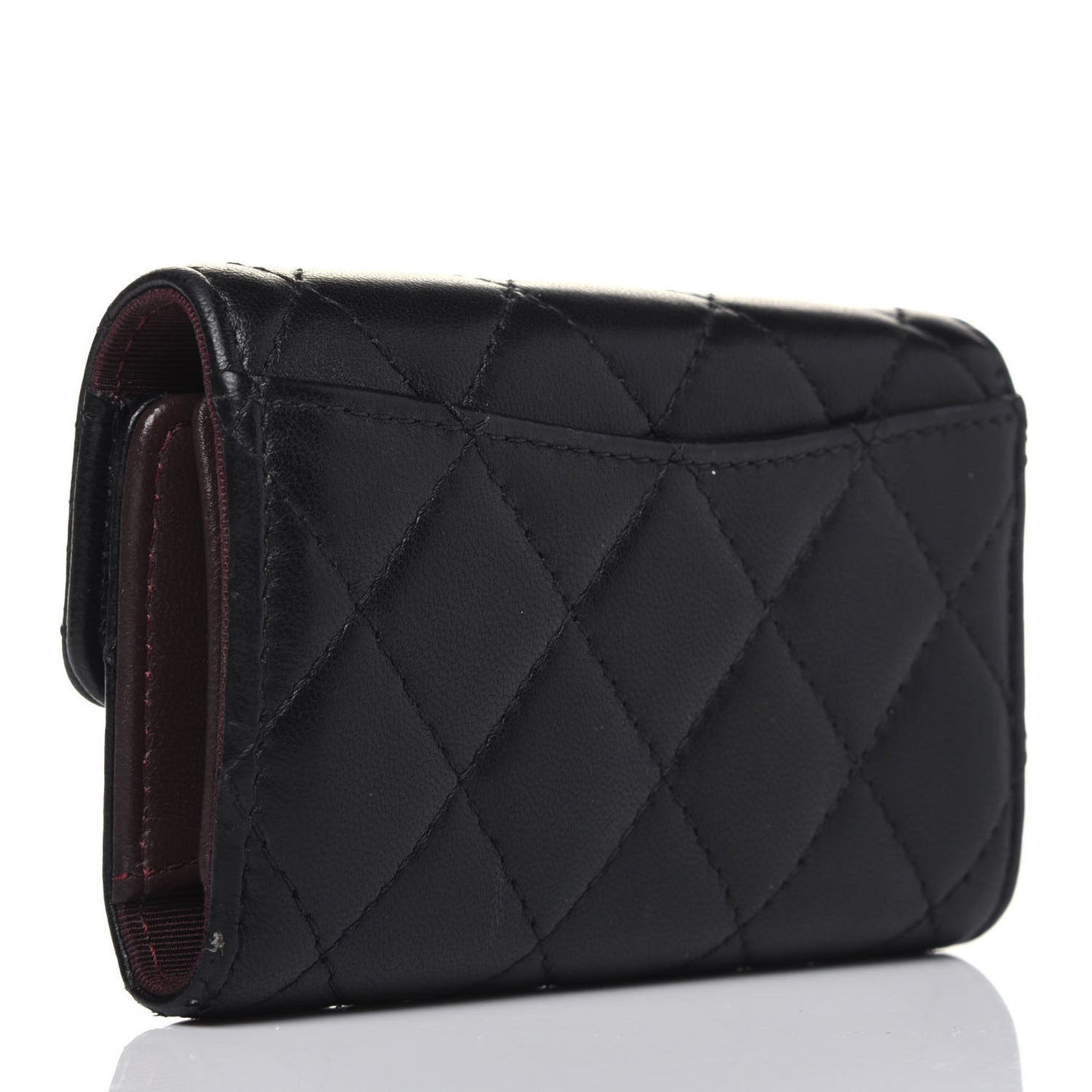 Lambskin Quilted 4 Key Holder Black