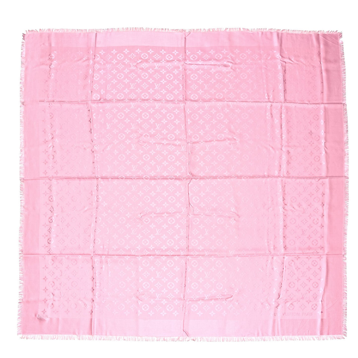 Silk Wool Monogram Shine Shawl Rose