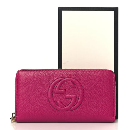 Gucci Pebbled Calfskin Soho Zip Around Wallet Bright Bougainvillea 7 of 7