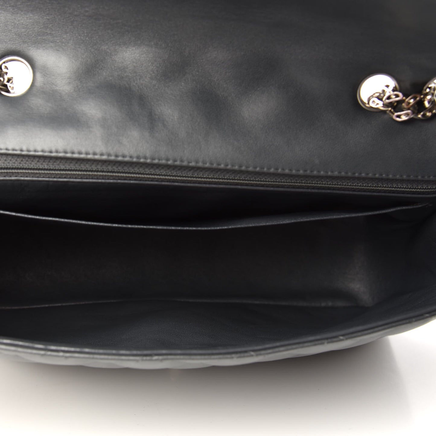 Lambskin Quilted Jumbo Single Bijoux Chain Flap Gris Fonce