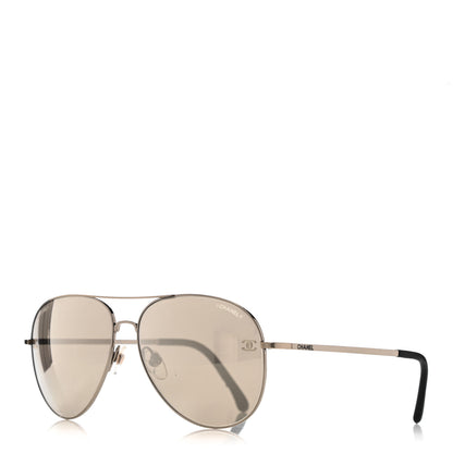 Chanel Metal Aviator CC Sunglasses 4189-T-Q Gold 1 of 9