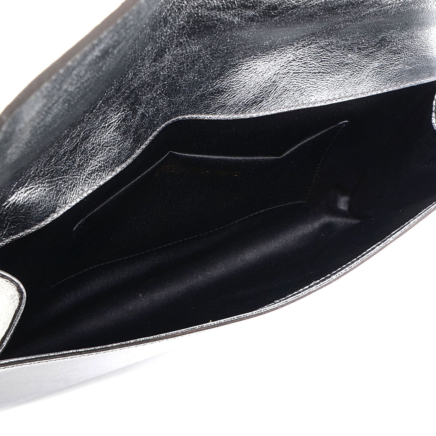 Metallic Leather Large Belle De Jour Clutch Silver