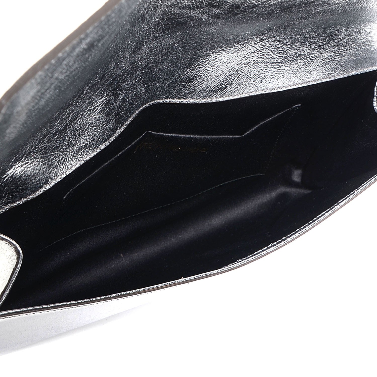 Saint Laurent Metallic Leather Large Belle De Jour Clutch Silver 5 of 7