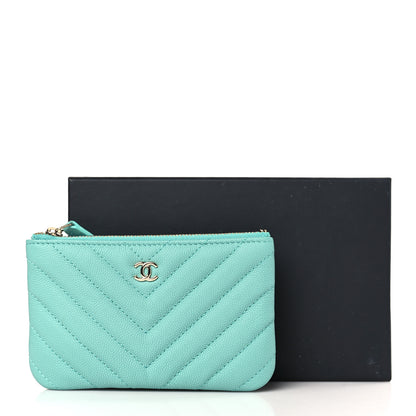 Chanel Caviar Chevron Quilted Small Cosmetic Case Green 8 of 8