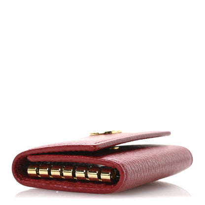 Gucci Pebbled Calfskin GG Marmont 6 Key Holder Hibiscus Red 4 of 8