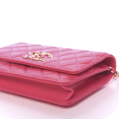 Chanel Caviar Quilted French New Wave Chain CC Wallet On Chain WOC Pink 10 of 12