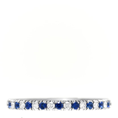 Cartier Platinum Diamond Blue Sapphire 2mm Etincelle de Cartier Wedding Band Ring 55 7.25 1 of 5