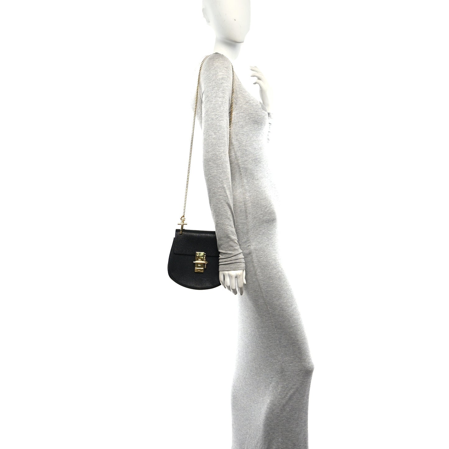 Grained Lambskin Drew Shoulder Bag Black