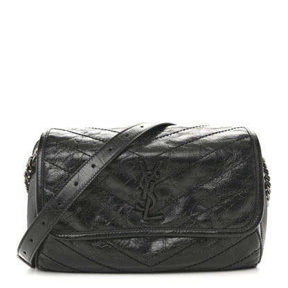 Saint Laurent Crinkled Calfskin Matelasse Monogram Niki Body Bag Black 1 of 12