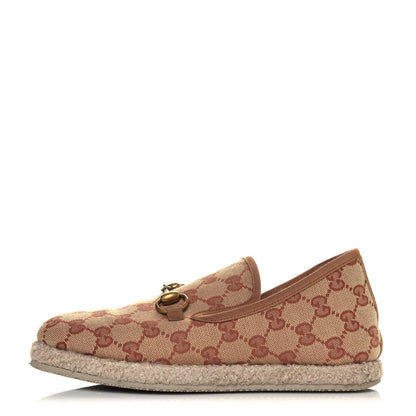 Gucci GG Monogram Womens Fria Horsebit Loafers 36 Beige Ruggine 1 of 8
