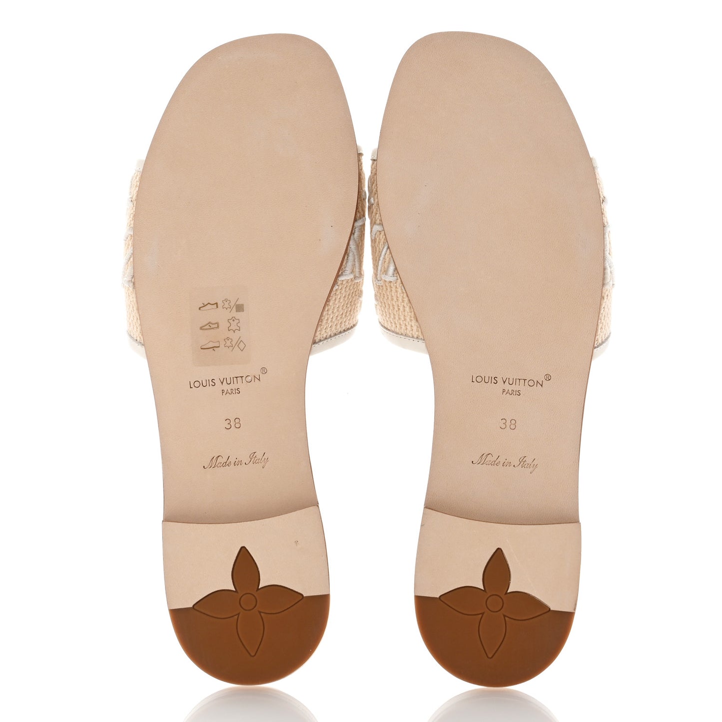 Raffia Calfskin Monogram By The Pool Revival Flat Mules 38 White