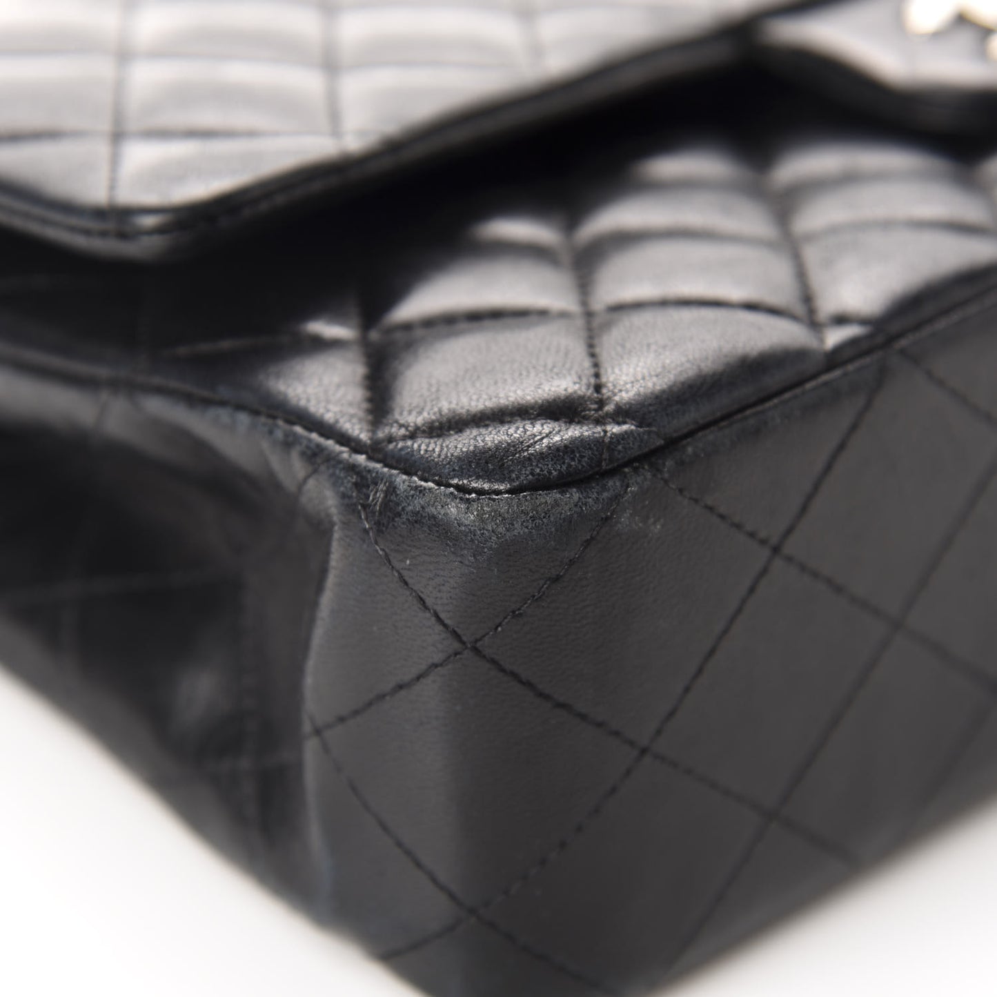 Lambskin Quilted Medium Double Flap Black