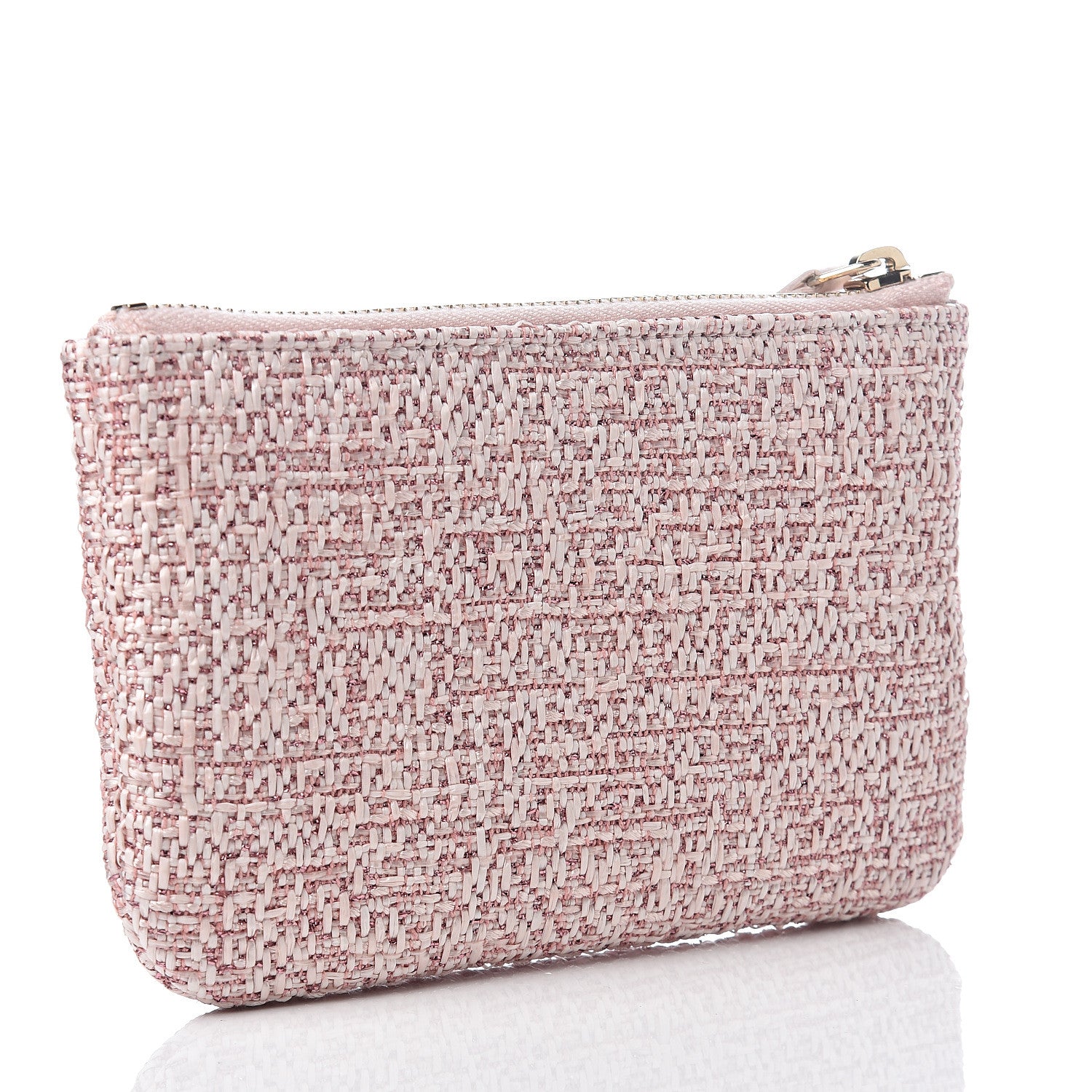 Chanel Woven Straw Raffia Deauville Cosmetic Pouch Pink 2 of 7