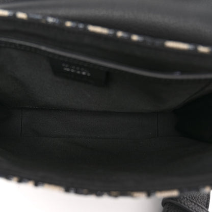 Christian Dior Oblique Jacquard Grained Calfskin Small Saddle Messenger Bag Beige Black 5 of 11