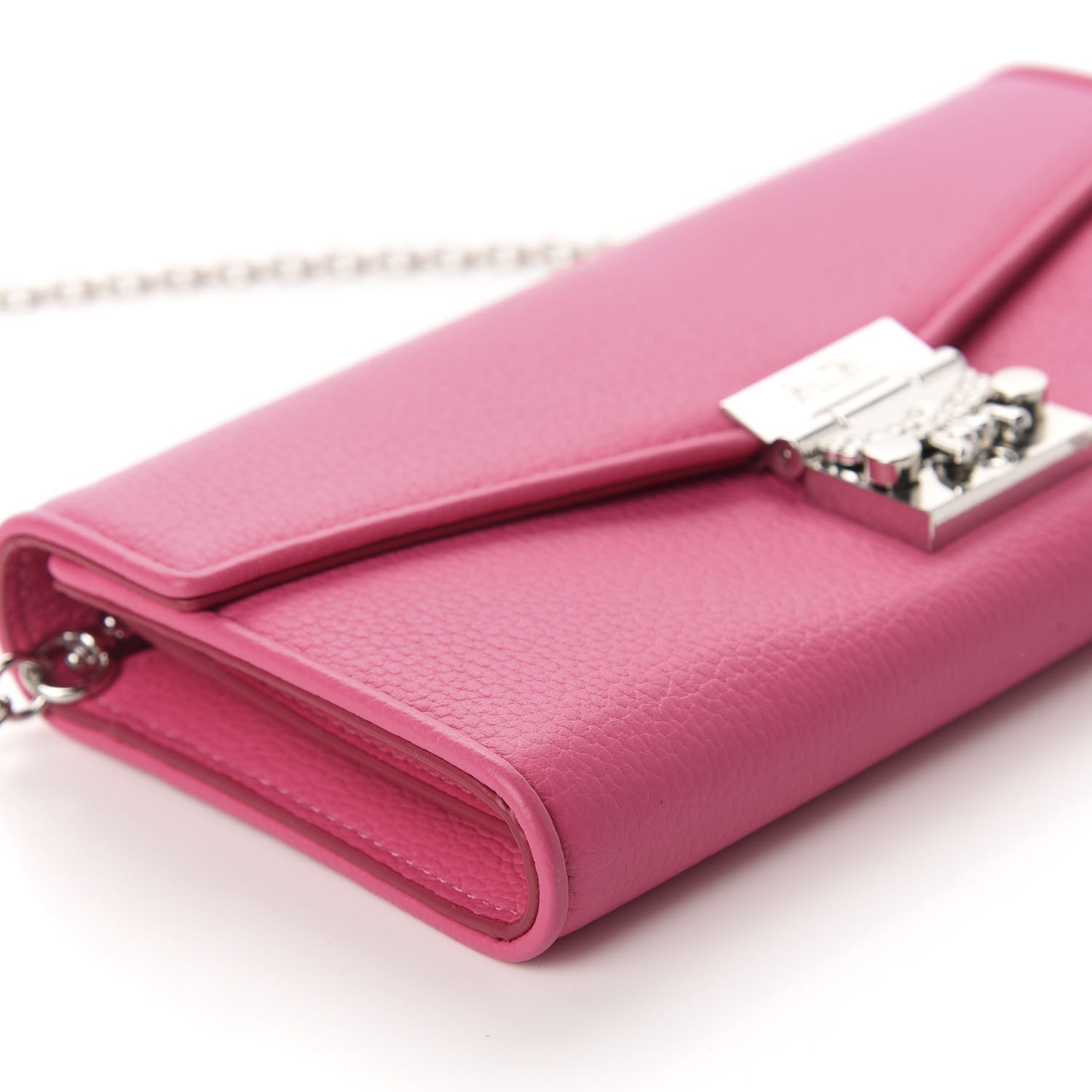 MCM Calfskin Large Patricia Wallet On Chain Pink 6 of 10