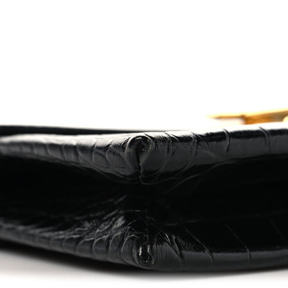 Tom Ford Calfskin Crocodile Embossed Medium Monarch Bag Black 8 of 11