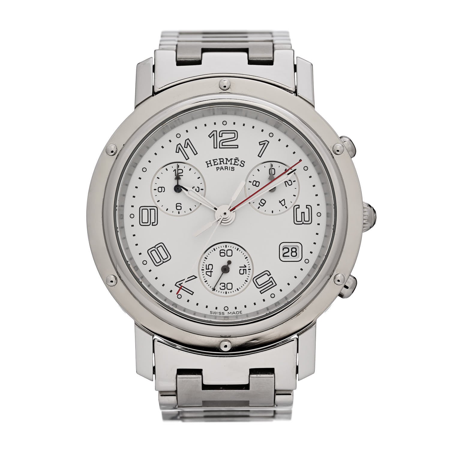 Hermes Stainless Steel 38mm Clipper Chronograph Quartz Watch 1 of 4