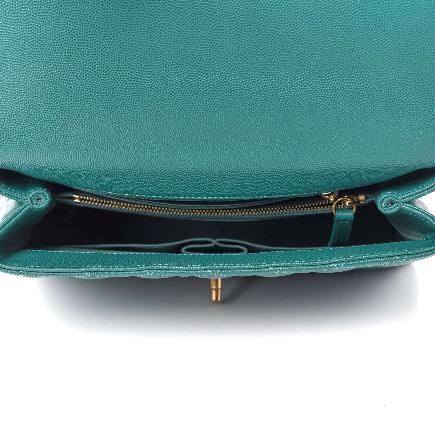 Chanel Caviar Quilted Small Coco Handle Flap Dark Turquoise 6 of 12