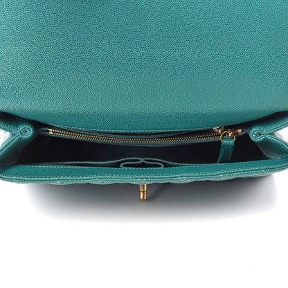 Chanel Caviar Quilted Small Coco Handle Flap Dark Turquoise 6 of 12