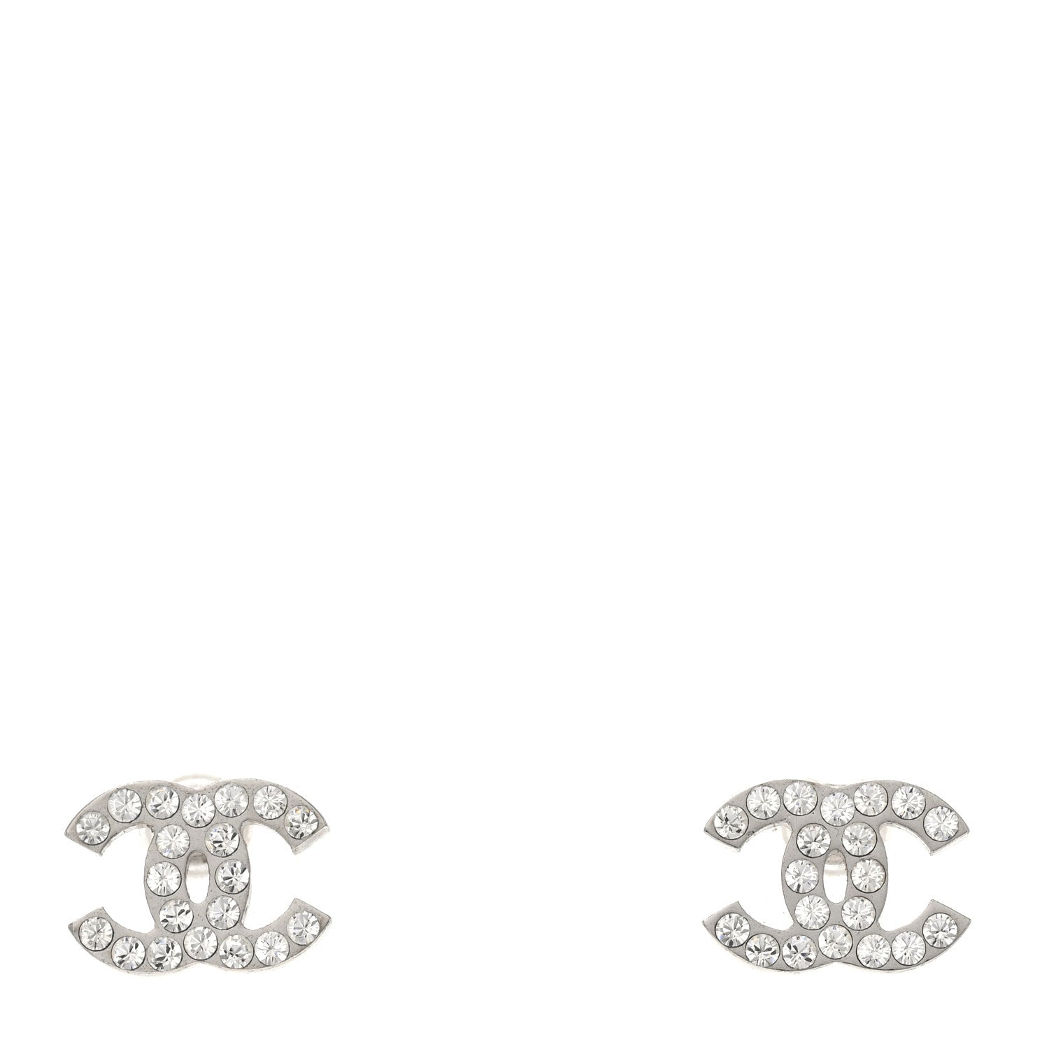 Chanel Crystal Mini Timeless CC Earrings Silver 1 of 4