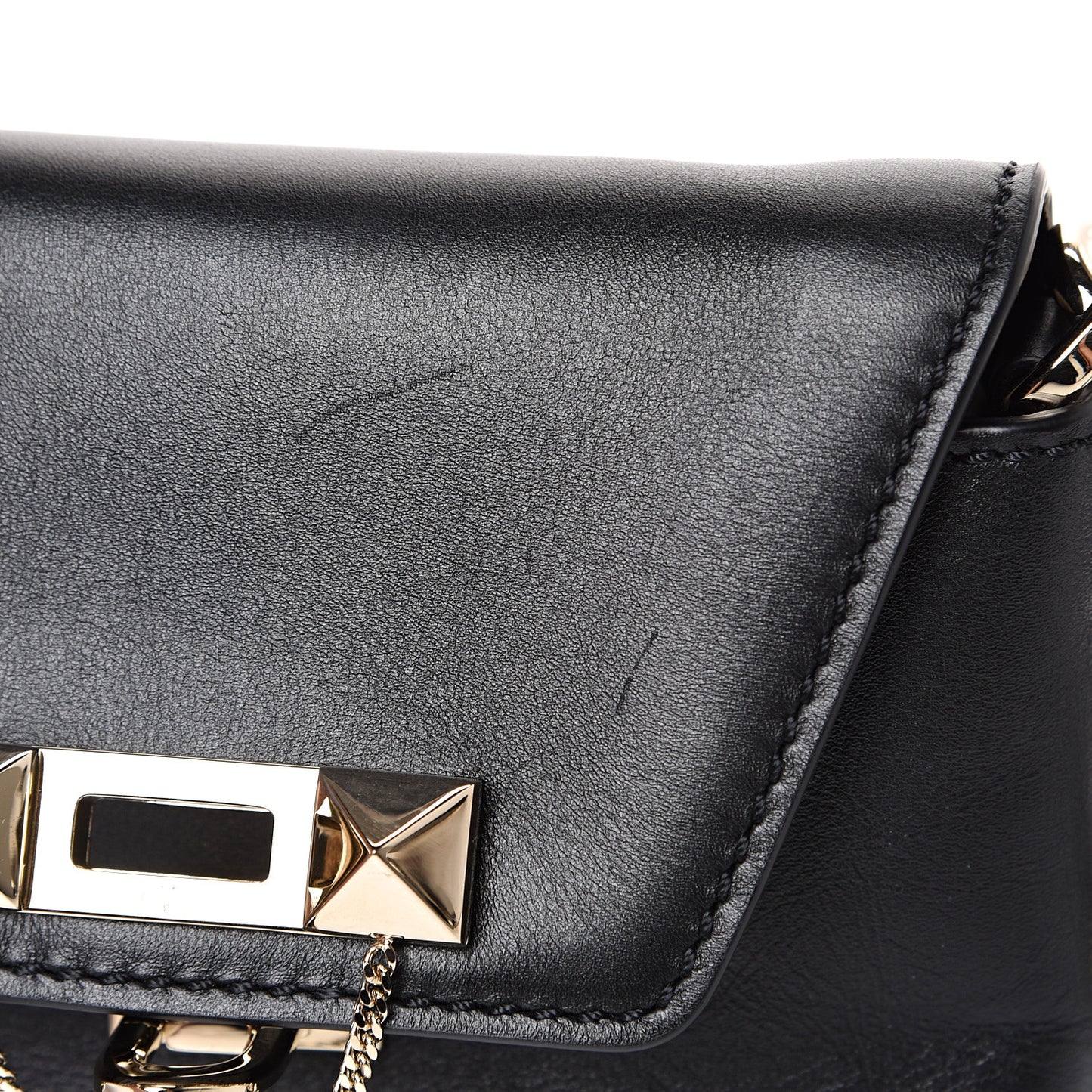 Vitello Small Rockstud Demilune Crossbody Bag Black