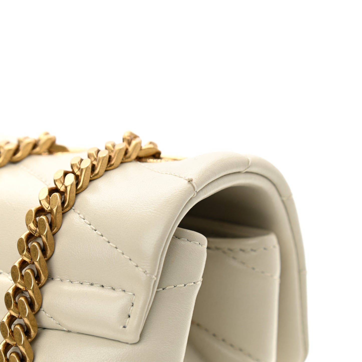 Calfskin Y Quilted Monogram Medium Loulou Chain Satchel Blanc Vintage