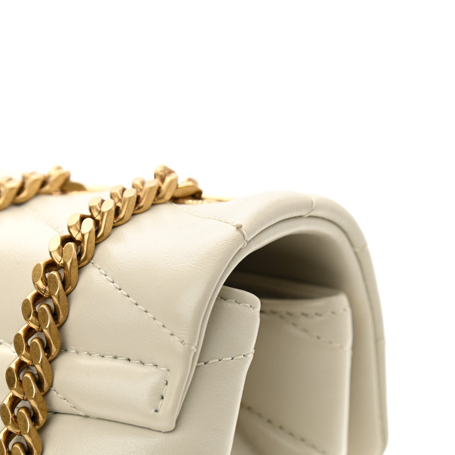 Saint Laurent Calfskin Y Quilted Monogram Medium Loulou Chain Satchel Blanc Vintage 13 of 14