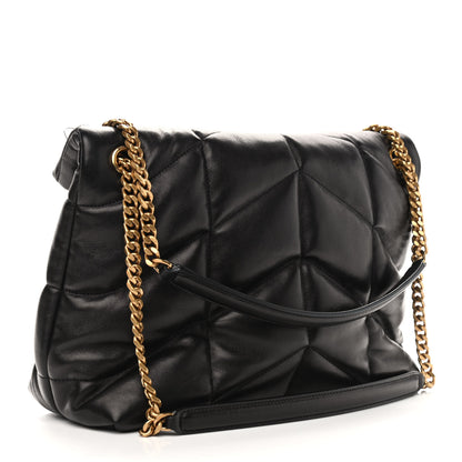 Saint Laurent Lambskin Quilted Medium Loulou Puffer Monogram Chain Satchel Black 3 of 12